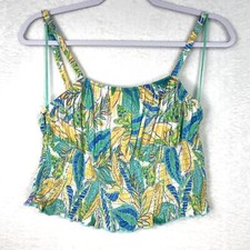 Hippie Rose Top Womens Large Green Yellow Cro...