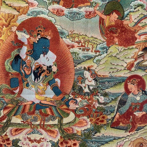 35" Tibet Silk Cloth Embroidery Buddhist Deity Guhyasamaja tangka Mural Tapestry - Picture 3 of 8