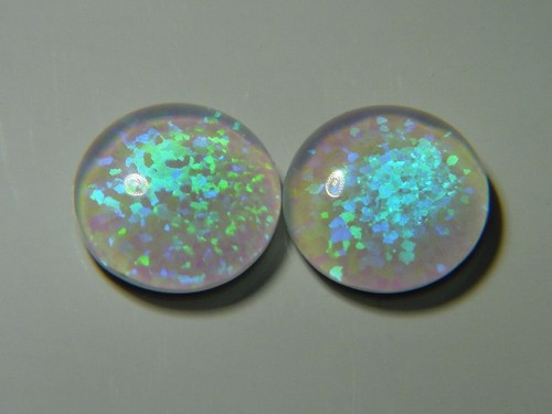 BUTW Gilson White Opal 10mmx3mm round triplet cabochon gemstone lapidary 4643D - Picture 2 of 3