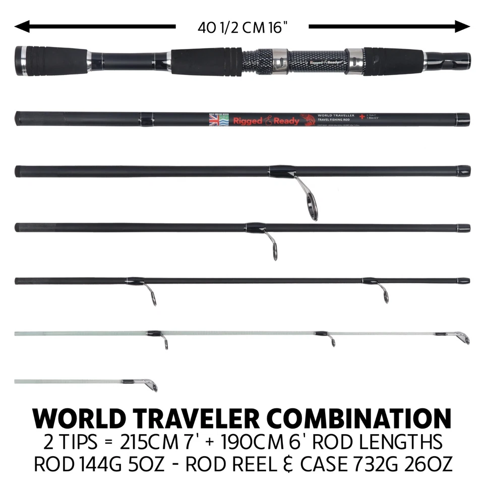 World Traveler Compact Travel Fishing Rod-Reel-Case combo Spin & General Fishing - Image 2 of 4