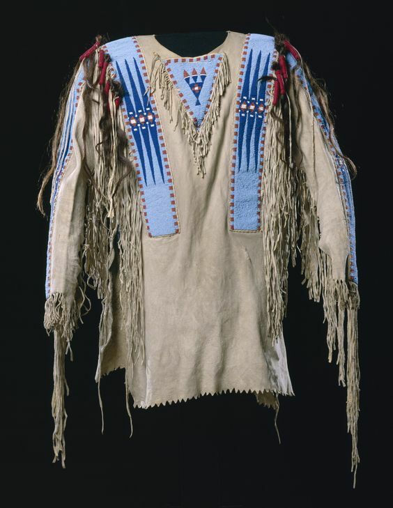 Handmade Powwow War Shirt Buckskin Suede Regalia Fringe & Beaded Detail NA265
