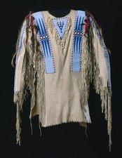 Handmade Powwow War Shirt Buckskin Suede Regalia Fringe  Beaded Detail NA265