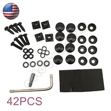 42X Anti Theft License Plate Screws Stainless Steel Bolts Caps Car Fasteners Kit