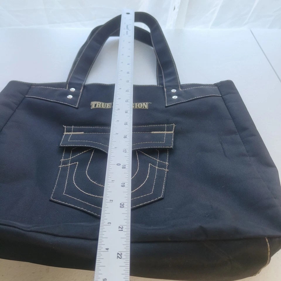Bolsa True Religion feminina de lona preta bolso ferradura bolsa forrada de náilon - Imagem 4 de 4