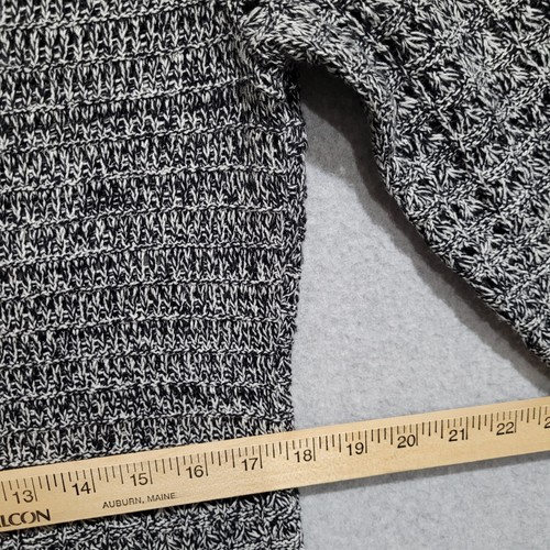 DKNY Jeans Cardigan Womens Large Cotton Blend 3/4 Sleeve Marled Black White - Picture 10 of 14