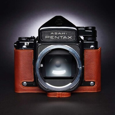Vintage Genuine Real Leather Half Camera Case Bag Cover For Pentax 67/6X7/67 TTL
