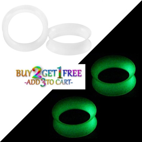Pair 8g-1" SILICONE EARSKIN TUNNELS Double Flare Gauges Ultra Thin Ear 1018 - Picture 30 of 84