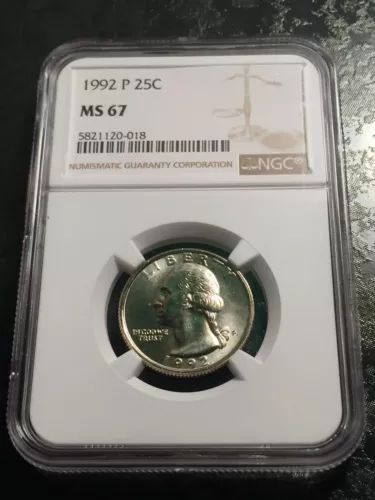1992 P Washington Quarter 25 c NGC MS67 Graded 