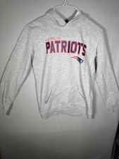 New England Patriots NFL Hoodie Sweatshirt Youth L 14/16 Gray Pullover 19 