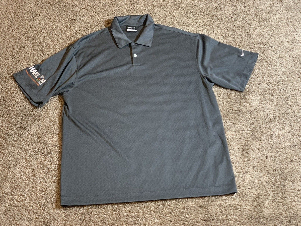 Nike Polo Shirt Large Gray Casual Swoosh Logo Golfer Golf Rugby