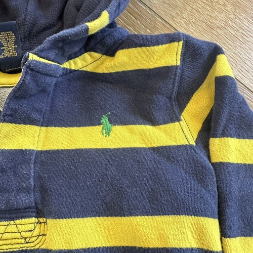 Polo Ralph Lauren Hoodie Toddler 4T Rugby Sweatshirt Striped Retro Henley Fleece - Picture 5 of 5