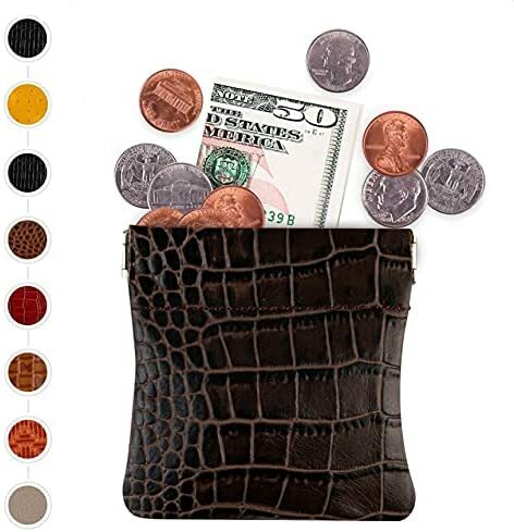 Leather Squeeze Coin Pouch Coin Purse Change Holder For Mens/Womens - Picture 158 of 166