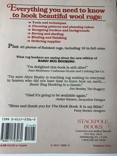 Basic Rug Hooking 1990 Paperback By Alice Beatty And Mary Sargent - Picture 3 of 18