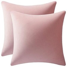 16x16 Throw Pillow Covers Pink: 2 Pack Cozy Soft Velvet 16 x 16-Inch Baby Pink