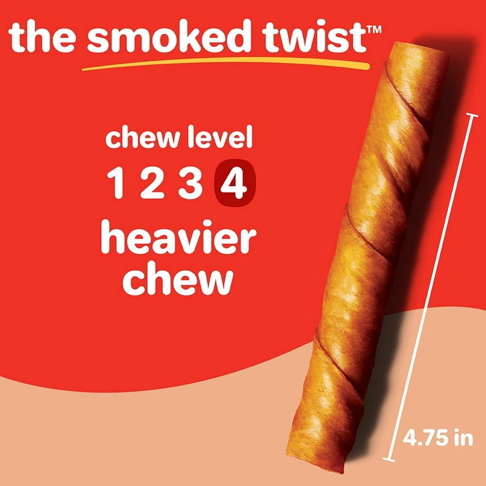 Hartz Oinkies Smoked Twists with Naturally Smoked Pork Rawhide 40 Count - Image 4 of 4
