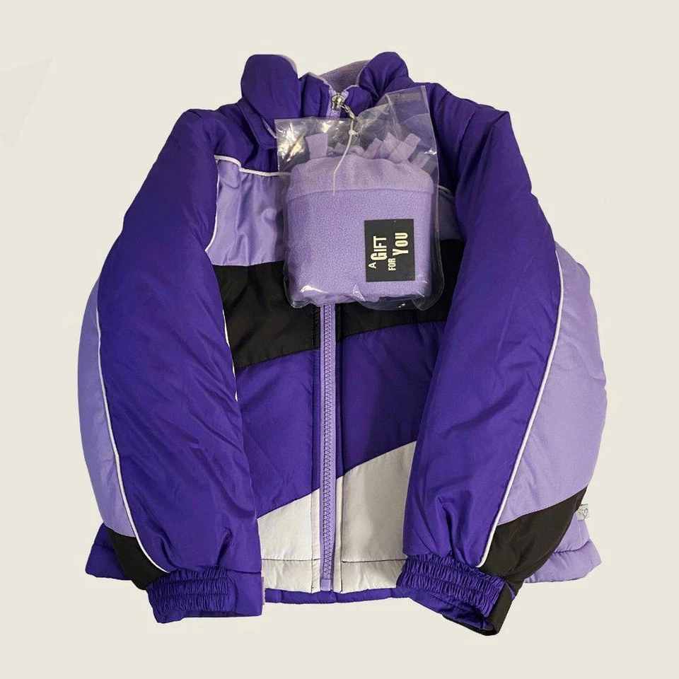 Rothschild фиолетовый пальто пуховик куртка унисекс детский размер 5/6 средний с шляпой - Изображение 4 из 4