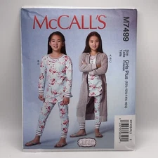 McCall's M7499 Pajamas - Henley Top & Pants, Hooded Robe PLUS Sz 10.5-16.5 UNCUT