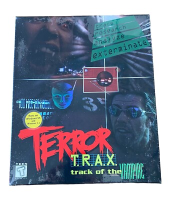 Terror TRAX Game Track of The Vampire Horror 1995 Rare BIG Box PC Sealed