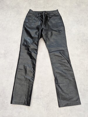 GAP Hose Damen UK 8 L30 Leder Bootcut Bikerhose 00s Y2K Vintage Jeans US 4