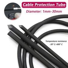 1mm-30mm Heat Resistant Sleeving Cable Wire Black High Temperature Metre 600 C