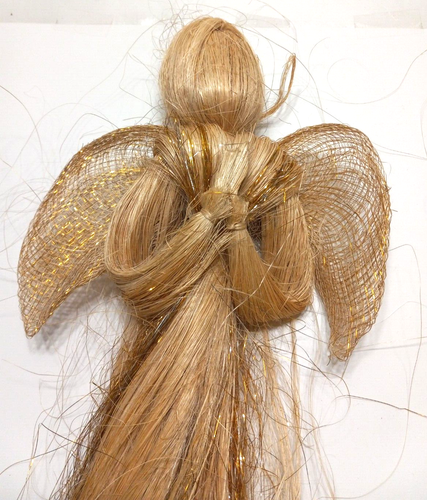 3 Straw Angel Wall Hangings Metallic Threads Prayer Hands 24 in 20 in 12 in - Picture 4 of 8