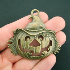 Witch Pumpkin Charm Antique Bronze Tone Large Size - BC968
