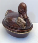 Vtg H.P. & Co./Hull Brown Drip Duck Casserole Ovenproof USA Covered Dish