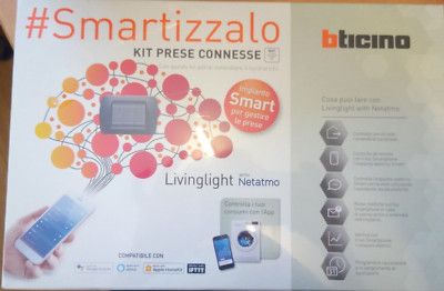 ANTHRACITE CONNECTED SOCKET KIT BTICINO LIVING LIGHT SL3000KIT WITH NETATMO