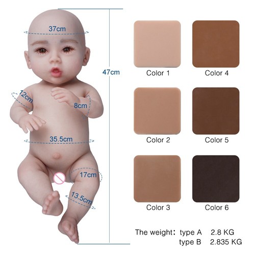 Anzi 18inch 100% Full Body Silicone Reborn Baby Girl Doll Lifelike Newborn Baby - Picture 12 of 16