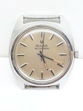 MONTRE VINTAGE BULOVA ACCUTRON 7304 DIAPASON DATE ACIER INOXYDABLE POUR RÉPAR...