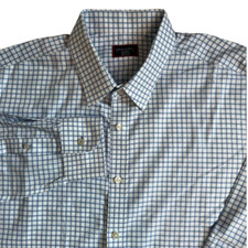 UNTUCKit Delaney Wrinkle Free Button Front Shirt Blue White Size XL