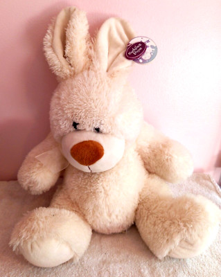 Cuddles Time Creme Hase Kaninchen Stofftier mit Etikett Weihnachten Ostern Plüsch