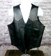 ULTRA-NICE Men's First Genuine LEATHER MOTORCYCLE VEST, Size 42 MEDIUM M biker