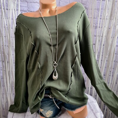 Aniston Bluse Tunika Shirt Damen Oberteil oliv grün Gr. 36 bis 48 (6 341) NEU