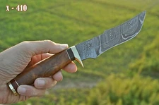 FIXED-BLADE HUNTING KNIFE | Damascus Steel Blade Walnut Handle Skinner OUTDOOR