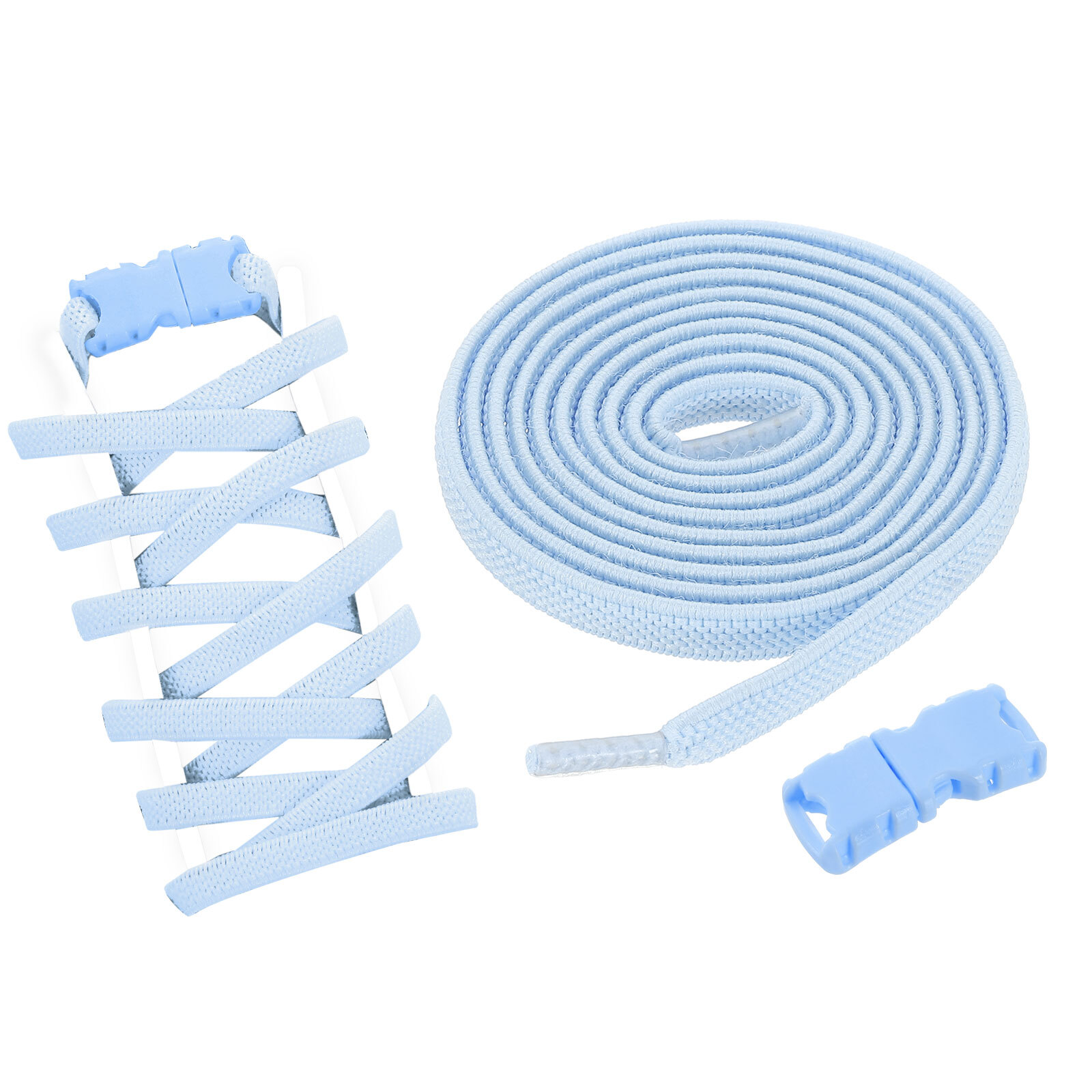 APL Confezione 4 Lacci Elasticizzati Senza Tiele per Scarpe Sneakers Adulti Blu Corallo