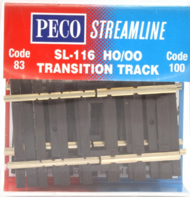 New Peco SL-116 HO Transition Track | Code 83 ~ Code 100 | 4 per pack 