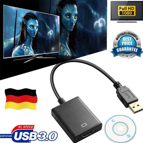 USB 3.0 to HDMI Adapter HD Konverter 1080p für PC HDTV TV Laptop Schwarz NUE - Bild 5 von 11
