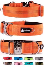 Heavy Duty Tactical Dog Collar - Wide With Quick Release Buckle Reflective Stri