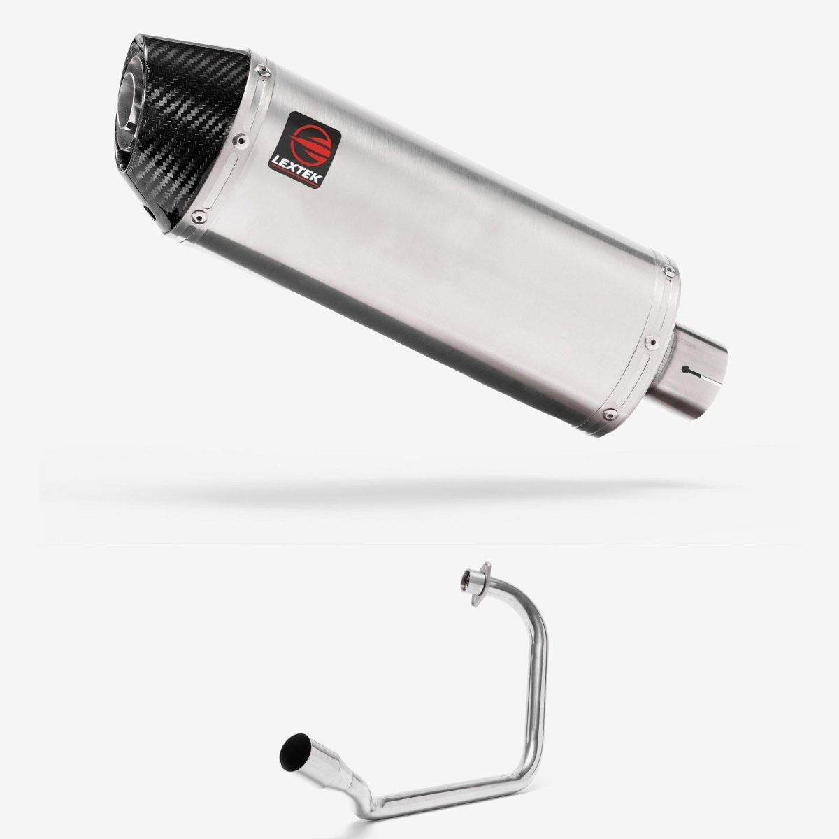 Lextek Stainless Steel RP2 Brushed 300mm Exhaust System Silencer Polished Rear
