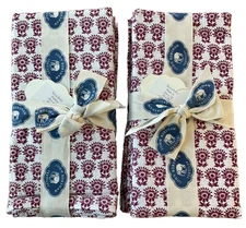 John Robshaw~Fabric Napkins~Set Of 8~NAVYA Berry~100% Cotton~22 in~ burgundy~