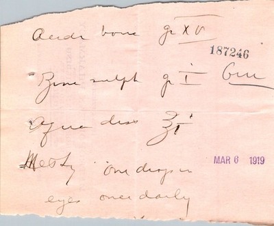 1918 Flu Era Rx Boric Acid Zinc Sulfate Eye Drops N. Emery Williams Pharmacy