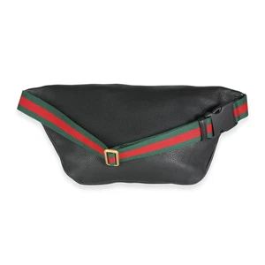 Gucci Sac Ceinture En Cuir De Veau Grainé Noir Avec Logo Imprimé Femme