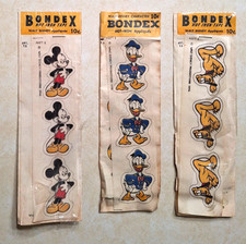Vintage Bondex Walt Disney Hot Iron On Appliques Patches Lot 1946 Mickey Mouse