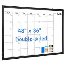 Dry Erase Calendar Whiteboard, 48 x 36 Monthly Large Dry Erase Calendar for W...