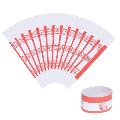 200Pcs Money Band 500 Dollar Money Bill Wrapper Self-Adhesive Bill Band Red