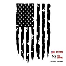 Distressed American USA US Flag Truck Tailgate Vinyl Decal, Car Style A Black