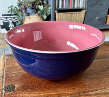 BHS Oven to Tableware Large Fruit / Mixing Bowl, Blue & Pink. Vintage 24.5cm Rim