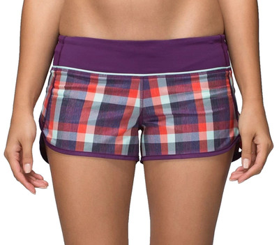Lululemon Women Run Speed Times Short 3  Size 8 Wheezy Check Plaid Berry Yum Gym