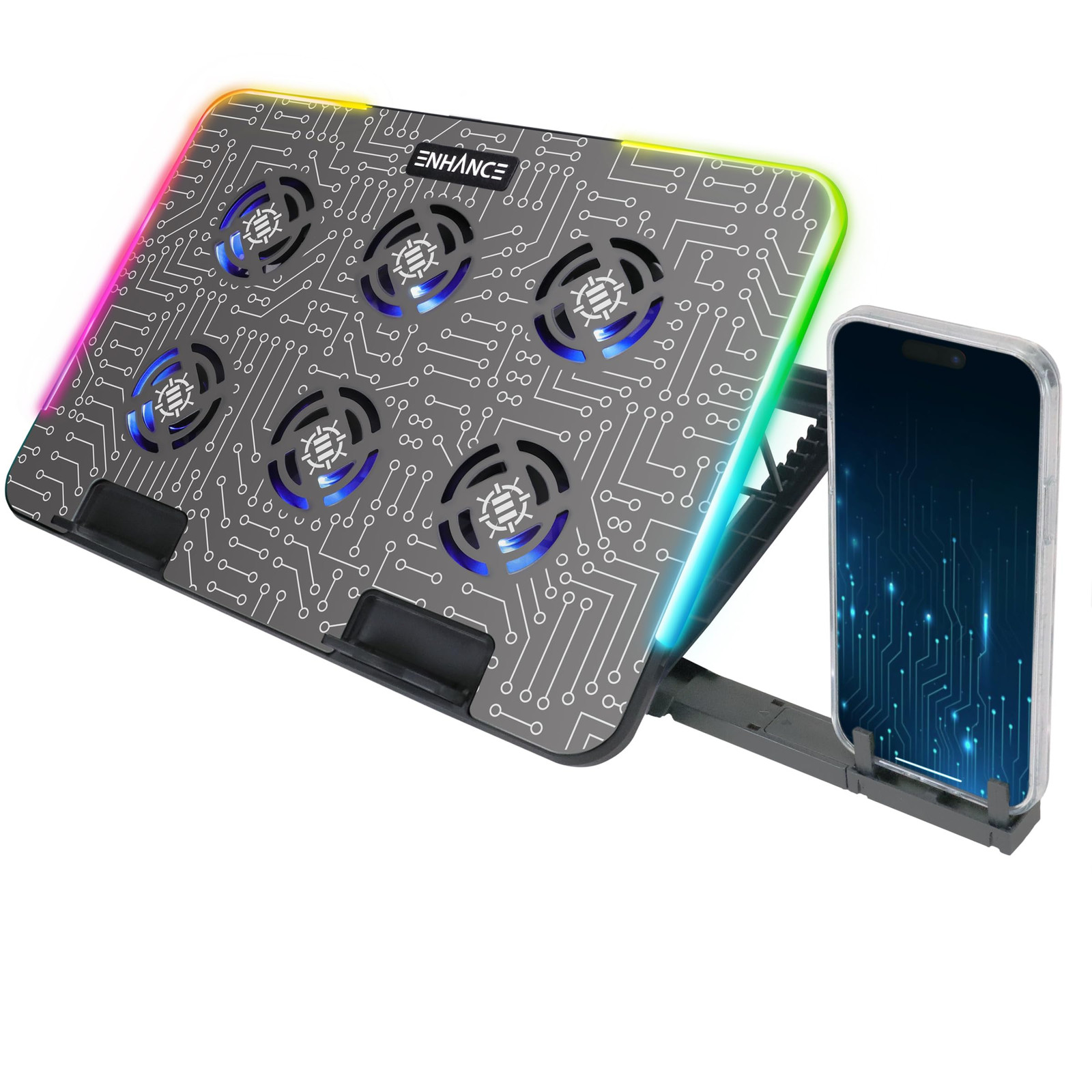 Gaming Voltaic 2 Laptop Cooling Stand - Laptop Cooling Pad with 6 Blue LED Fa...